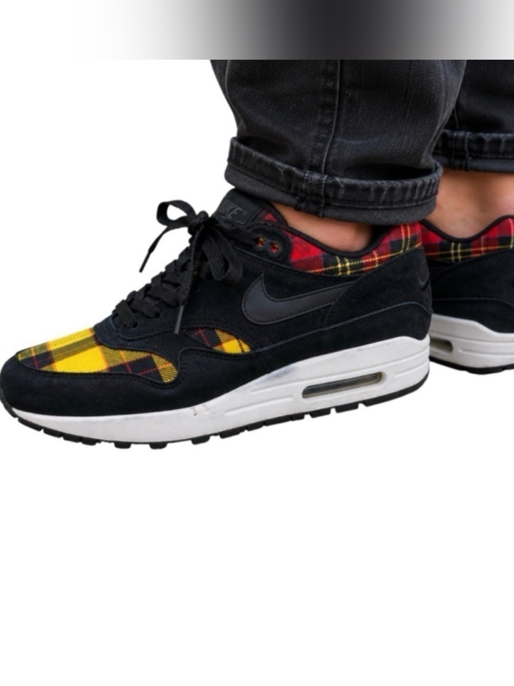 Nike Women’s Black with Yellow & Red Plaid Air Max Sneaker